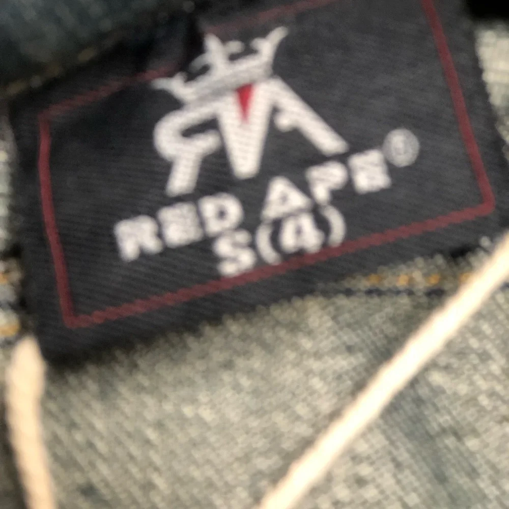 Red Ape - retro denim vest - with original tags- pockets- contrast stitch - XS